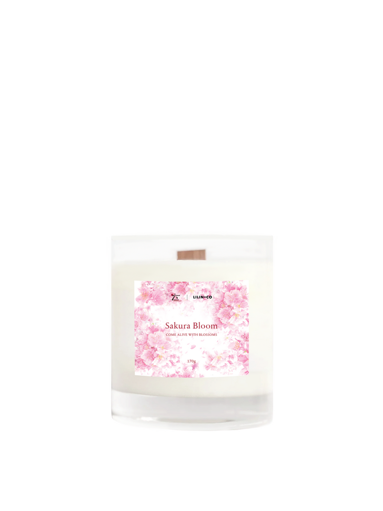 Roku Gin x Lilin+Co Sakura Bloom 170g wood wick candle 