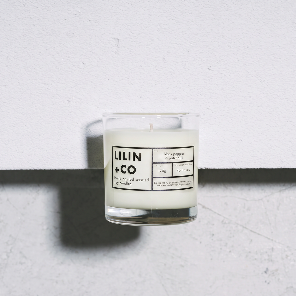 black pepper & patchouli soy wax candle