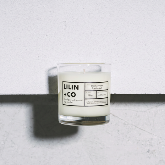 black pepper & patchouli soy wax candle