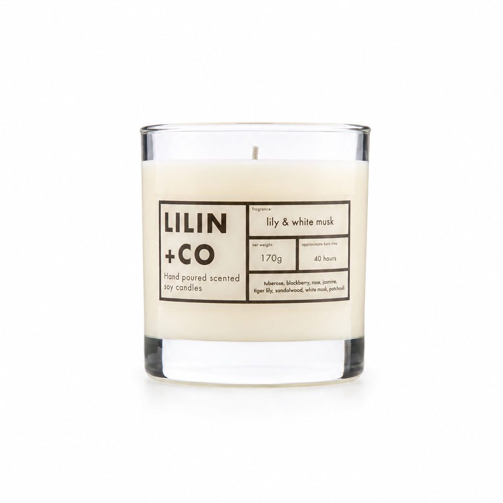 lily white musk soy wax candle
