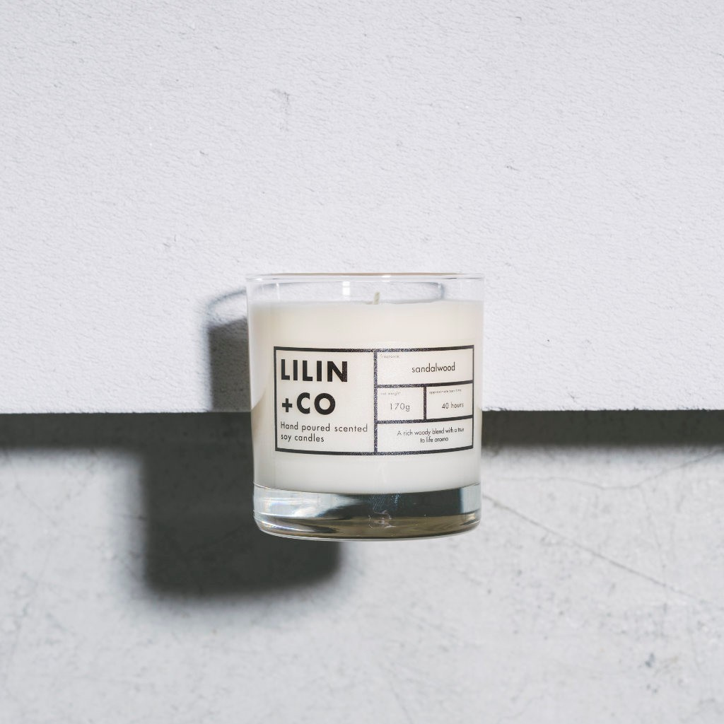 sandalwood soy wax candle with cotton wick in 170g