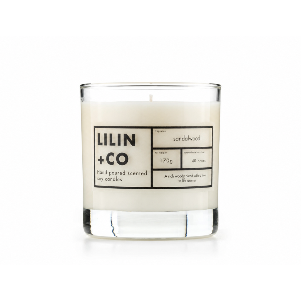 sandalwood soy wax candle with cotton wick in 170g