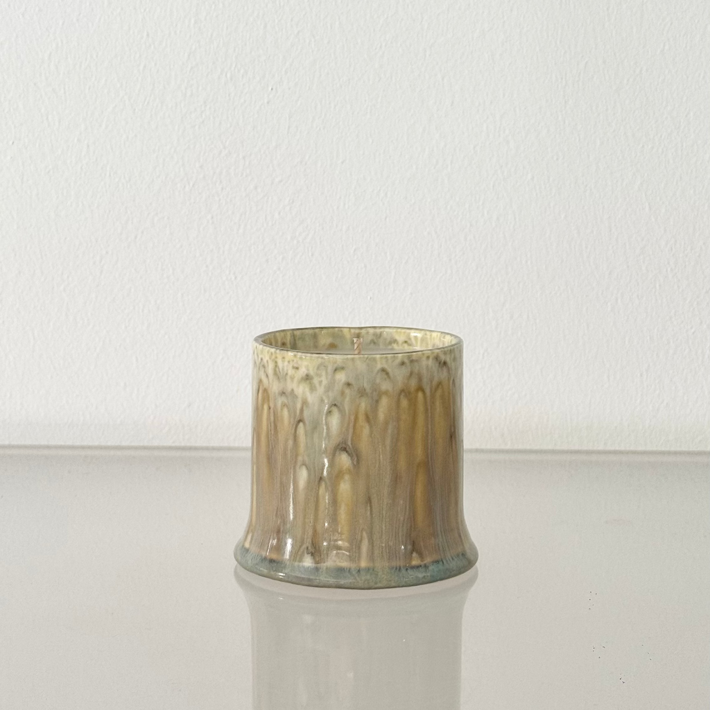 ceramic candle in mustard