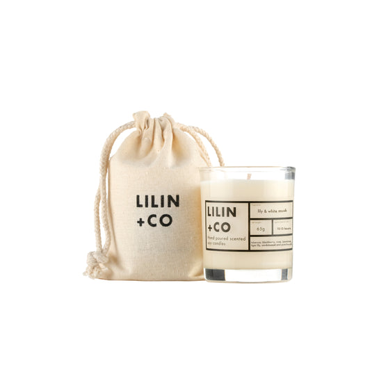 lily & white musk 65g soy candle