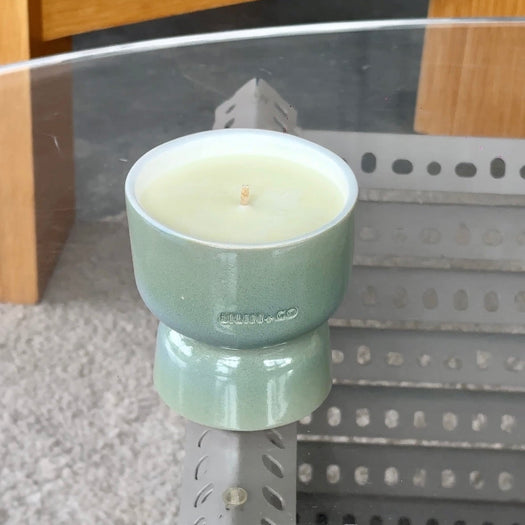 ceramic pistachio candle in green