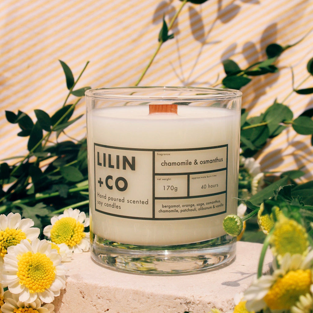 chamomile and osmanthus lilin+co soy candle