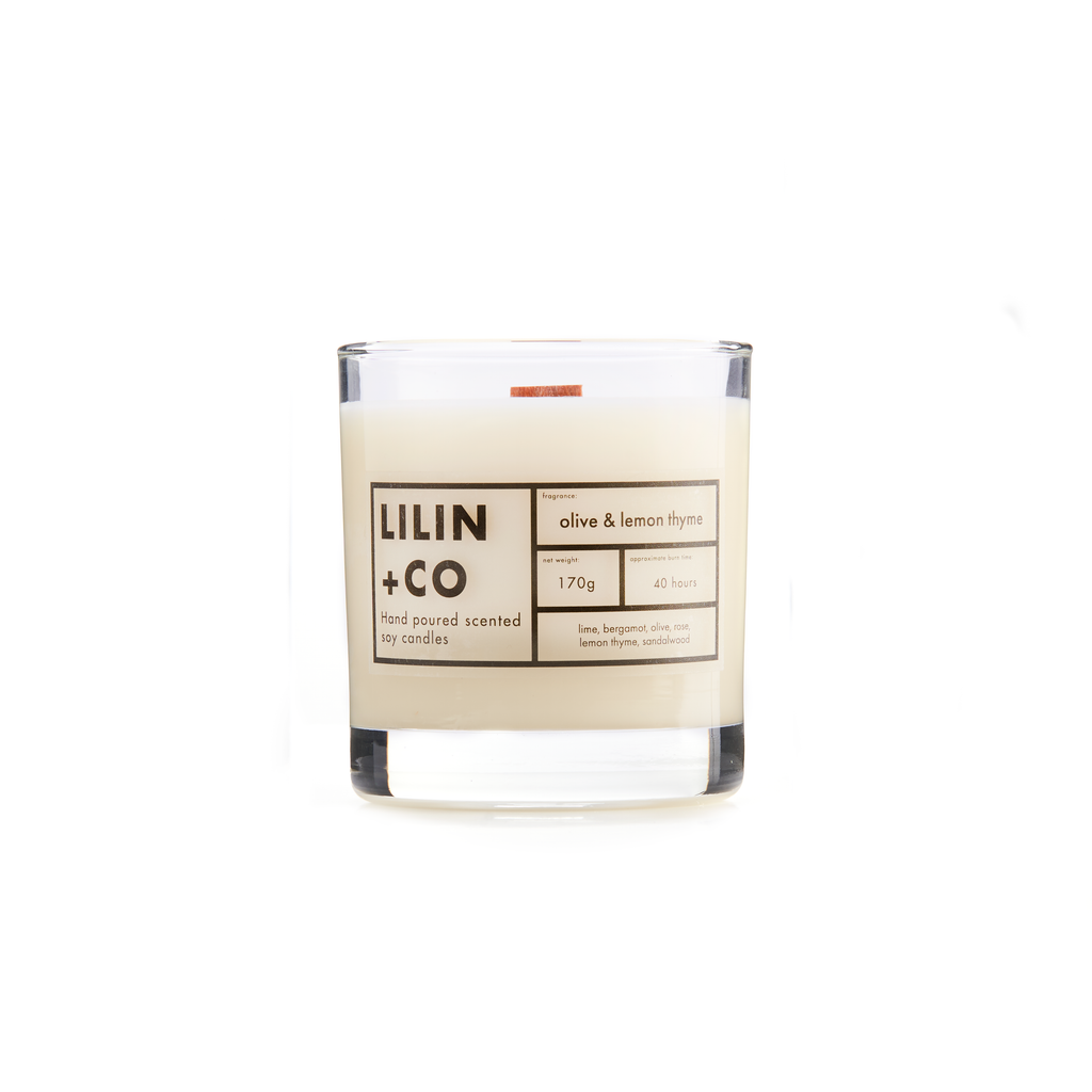 Olive & Lemon Thyme Large soy candle 170 grams