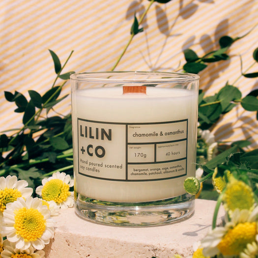 chamomile and osmanthus lilin+co soy candle
